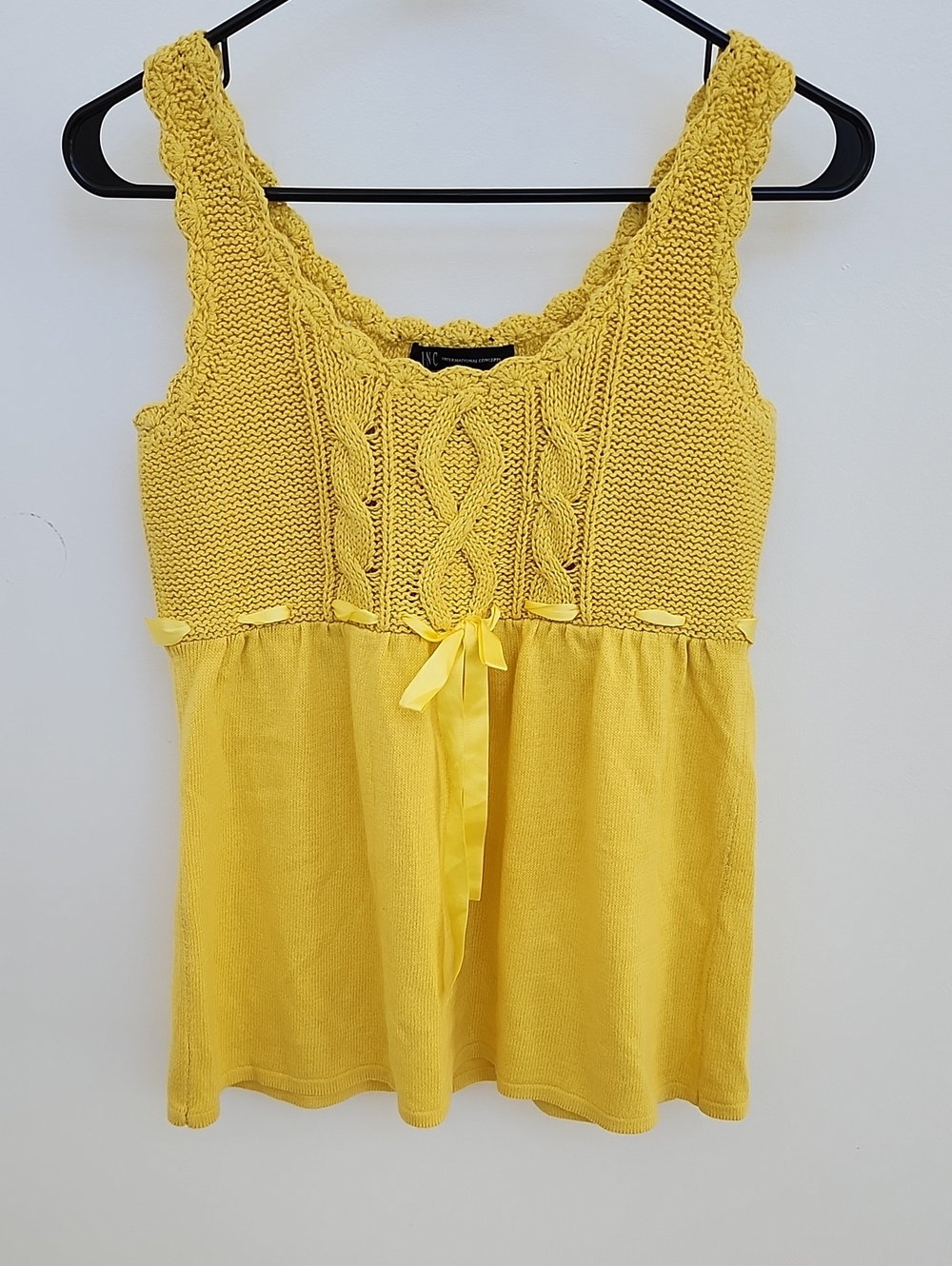 INC Babydoll Yellow Knit Tank - size S